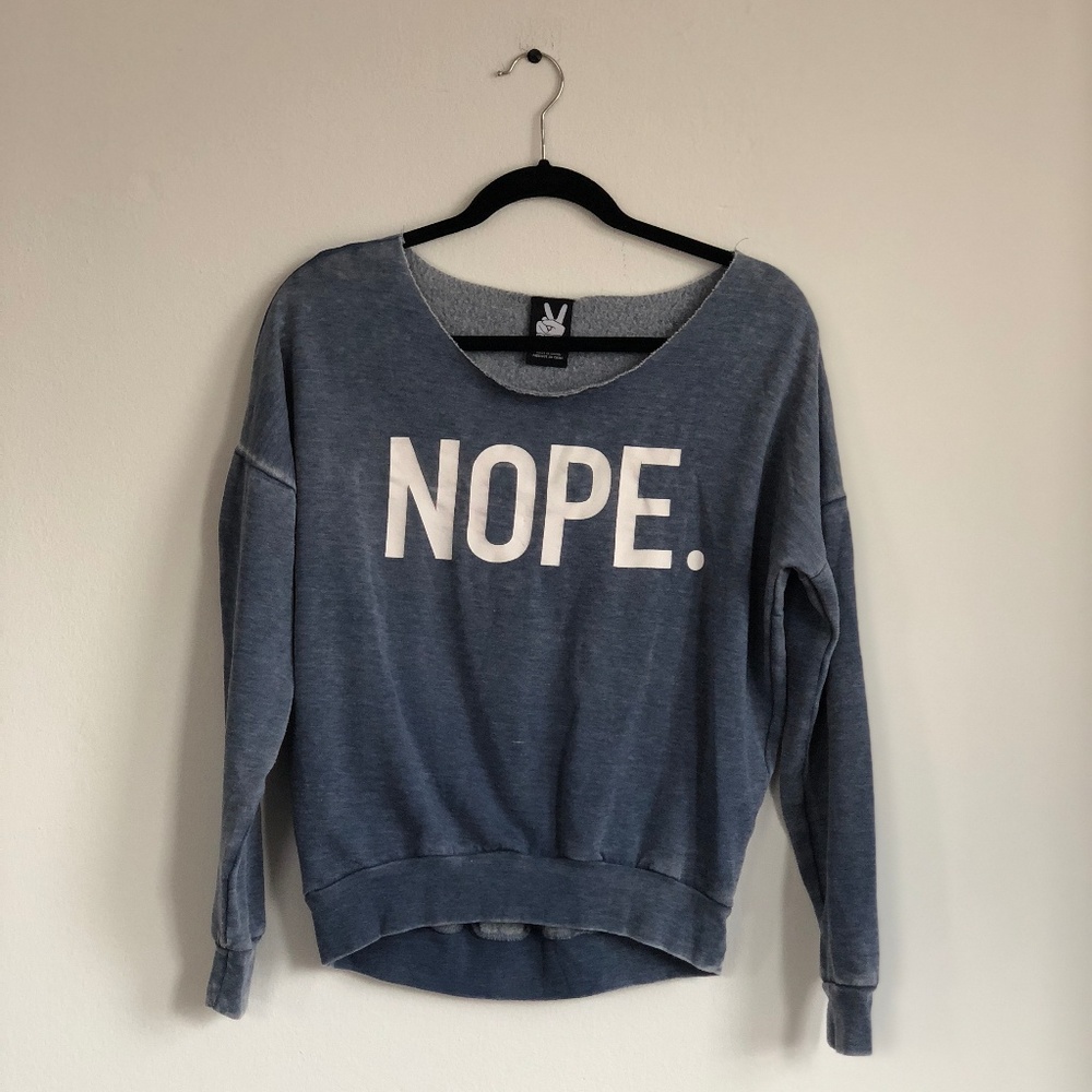 Karma nation "nope" of the shoulder sweatshirt